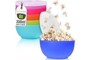 idea-station NEO Plastikschüssel mit Deckel 6 Stück - 12 cm / 350 ml - bunt - perfekte Müslischalen oder Salatschüssel mit Deckel - bruchsicheres Schalen Set für Kinder
