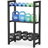 3 Tier Dumbbell Rack Storage Rack for Dumbbells and Barbells, Steel Home Gym Organizer, Capacity 100 kg