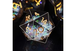 SIQUK 7 Pezzi Dadi Poliedrici Set Dadi da Gioco Dadi Nucleo Liquido D4 D6 D8 D10 D12 D20 D% per DND RPG MTG Dungeon and Dragons, Nero