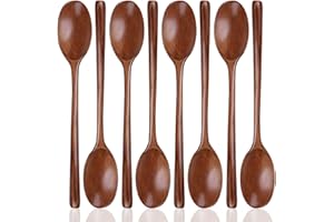 Cucchiai da minestra in legno da 8 pezzi, cucchiaio da mestolo in legno SourceTon Set per cucinare Miscelare Mescolare Tè al miele Soda Dessert Ciotola di cocco Pentole antiaderenti Cucina - 9 pollici