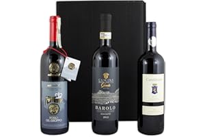 PASSIONE ITALIA Wein Geschenkset mit 3 italienischen Premium Rotweinen Barolo Villadoria DOCG 2018, Rosso del Groppo DOCG 2017, Cantinino Toscana Sangiovese 2018