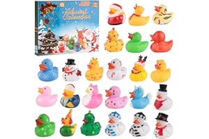 YELKOEYN Kreativer Adventskalender 2025-24 Stück Gummi Badeenten Duck Advent Calendar, Beliebte Adventskalender Ente, Gummienten Spiele für Kinder, Weihnachte Weihnachtskalender für Mädchen Jungen