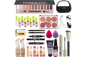 JWEX 30 Stück All in One Make Up Set, Multifunktions Schminke Set für Frauen, 12 Farben Lidschatten Palette, Augenbrauenstift Wasserfest, Mascara, Eyeliner, Makeup Pinsel (A202)