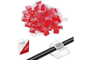 FIGARGE 60 Pcs Auto-adhésifs Management, Kit de Gestion des Câbles, Support, Gestion Clips Durable, pour TV, PC, Ordinateur Portable, Câble Ethernet, Maison, Bureau (XK001-Clear-60)