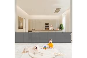 MUXUN Barrière Sécurité pour Enfant Chien, 1.5M 3M 5M Barriere de Securite Retractable, avec Renforcement en Fibre de Verre, Large Barriere de Securite pour Escaliers Intérieurs et Extérieurs (Gris, 3M)