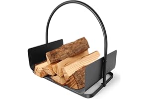 CASEETO Kingsman Log & Firewood Cradle - Black Power Coated Steel Fireside Furniture - 49cm (H) x 30cm (W) x 42cm (L)