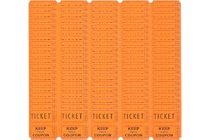 Awleynz 200 Pièces Ticket Tombola Numéroté Étiquette de Billet de Tombola, Billet de Classe, Billet de Tombola en Papier, Billet de Cinéma, Loterie, Couleur (Orange)
