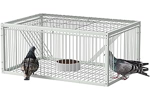 ybaymy Pigeon Trap Cage with One-Way Entry(4 Doors), Bird Catching Cage, Auto Trap PigeonCage with Escape-Proof Design, BirdCage for Racing Doves Parrot, for Outdoor and Indoor, 60x40x26cm