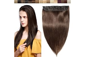 12"(30cm) SEGO Extensiones de Clip de Pelo Natural Humano [#2 Marrón Oscuro] Cabello 100% Remy [Una Pieza 5 Clips] 3/4 Cabeza Completa Postizos Pelucas Cortas (40g)