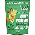 Foodstrong Whey Protein Powder (Concentrate + Isolate), 100% Hormone Free Grass-Fed Whey, 24G Protein & 6.6G BCAA, Mango, With Turmeric & Digestive Enzymes, 1KG