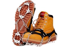 AUHIKE Crampons Neige Antidérapants -19 Dents Crampons avec Acier sans Soudure Protection, Crampons pour Alpinisme, Randonnées, Marche, Pêche.