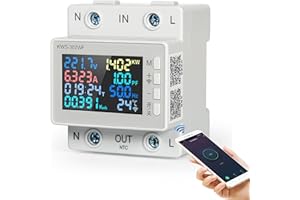 AILAO Misuratore Consumo Elettrico Wifi Contatore Energia Elettrica Tuya Smart Controllo Consumi Elettrici Casa Tensione/Corrente/Frequenza/Potenza/Energia HD Display Digitale AC 170-300V/63A.