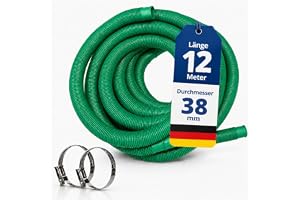 HAF® Högkvalitativ poolslang med muffar i grönt 38 mm – UV och klorbeständig flexibel solslang/sugslang/pumpslang för pool
