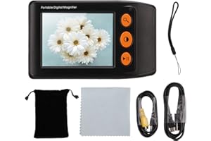 GLOMORA Loupe vidéo électronique, loupe vidéo numérique portative avec écran LCD de 3,5 Pouces, Zoom 2X à 25x, pour l'artisanat, Le Point de Croix, la Peinture au Diamant, Le Travail de précision
