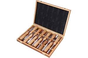 NATUDECO Juego De Herramientas Para Tallar Madera De 12 Piezas, Hoja CRV Con Mangos De Madera, Perfecto Para Manualidades Y Cinceles De Grabado