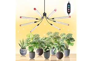 ‎GROCRUISER 8Kopf Vollspektrum Deckenaufhängung Pflanzenlampe mit Zeitschaltuhr(4/8/12H), 72W EU-Eurostecker LED Pflanzenlicht für Zimmerpflanzen, Wachstumslampe für Pflanzen 90x90CM Abdeckung