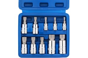 CASOMAN 10PCS 1/4-Inch, 3/8-Inch & 1/2-Inch Drive XZN Triple Square Spline Bit Socket Set, M4-M18, 12 Point Tamper Proof, Cr-V Sockets and S2 Steel Bits