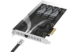 SABRENT PCIe 3.0 x4 Add-in Card with 10GbE and 3X M.2 NVMe SSD Slots, Tool-Free Aluminum Heatsink, Supports 2230/2242/2260/2280, No Bifurcation Required, NAS/Server/PC Compatible (EC-PM2L)