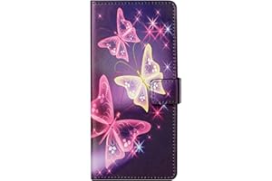 Reevermap Samsung Galaxy A02S Case, Shockproof PU Leather Wallet Flip Magnetic Claps Stand Phone Cover with Card Holder for Samsung Galaxy A02S, Purple Butterfly