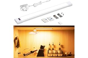 WOBANE Under Cabinet Lighting,Hand Wave Sensing,Plug in LED Light Bar,30cm Super Bright Cabinet Lights Kit for Kitchen,Counter,Shelf,Desk,Workbench,2700K Warm White,1 Panel,5W,12V Adapter,280lumen