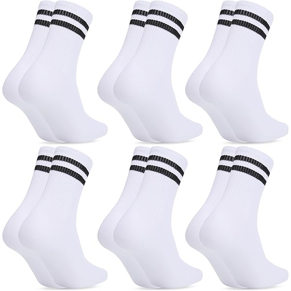 Utensilsto 6 Paar Damen Sportsocken - Baumwolle Socken Mit Streifen Größe 39-42