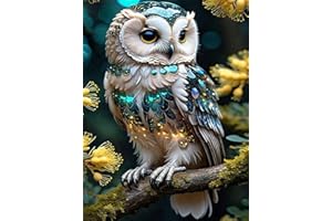 askkqtx 5D DIY Diamond Painting Kits,Eule Vogel Full Drill Diamant Strass Kristall Stickerei Leinwand Bilder Art nach Zahlen für Erwachsene Tiere Als Geschenk Home Wand Dekor Animal Owl,30X40CM