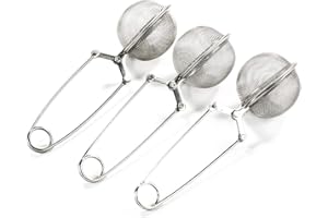 MEANTOBE 3 Pack Mesh Snap Ball Tea Strainer with Handle for Loose Leaf Tea and Mulling Spices Stainless Steel Tea Infuser Tea Filter