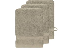 SENSEI LA MAISON DU COTON Sensei Maison - Lot de 3 Gants de Toilette 550 g/m² Luxury - 16x22 cm - Mastic