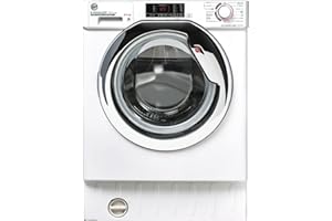 Hoover H-WASH/DRY HBDS495D1ACE/-80 Integrated Washer Dryer, 9Kg Wash+5Kg Dry, 1400 Rpm, 12 Programmes, 3 Drying Levels, White with Chrome door