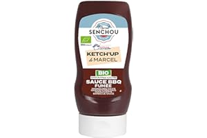 MARCEL SENCHOU Pur Sauce BBQ Fumée BIO Sans Sucres Ajoutés Mini-squeeze - Accompagnement de Tapas, Barbecues, Grillades - Sans Colorant et Additif - Vegan Friendly & Gluten Free - 370g, Squeeze Top Down - SENCHOU