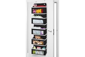 SOMHE Over The Door Organiser Storage with Hooks, Bedroom Wall Hanging Storage 5 Pocket Clear Window Caddy Hanger for Baby Nursery Bathroom Closet Dorm Room