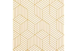 Timeet Gold and Beige Geometry Stripped Hexagon Peel and Stick Wallpaper Gold Stripes Wallpaper Luxury Paper Removable Self Adhesive Vinyl Film Roll Bedroom Store Decoration 40x500cm