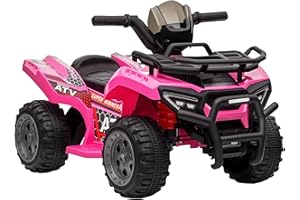 HOMCOM Kinder Quad Elektro 6V Kinderquad mit Vorwärtsfunktion, Musik, Elektro-Quad für Kinder 1,5-3 Jahre Rosa