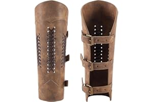 GORGECRAFT 2pcs Protège Bras Médiévaux en Bronze Antique en Similicuir LARP Brassards de Chevalier de la Renaissance Vintage Brassards de Poignet en Cuir PU Brassards de Poignet pour Cosplay Halloween