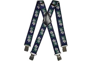 Olata Bretelles X Résistantes pour Hommes avec Motif Edelweiss - 2,5 cm / 4 cm