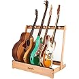 Marisflo Multiple Guitar Stand, Guitar Rack, Solid Wood,Foldable Design Removable Retainers for Guitar/Bass/Bag/Case