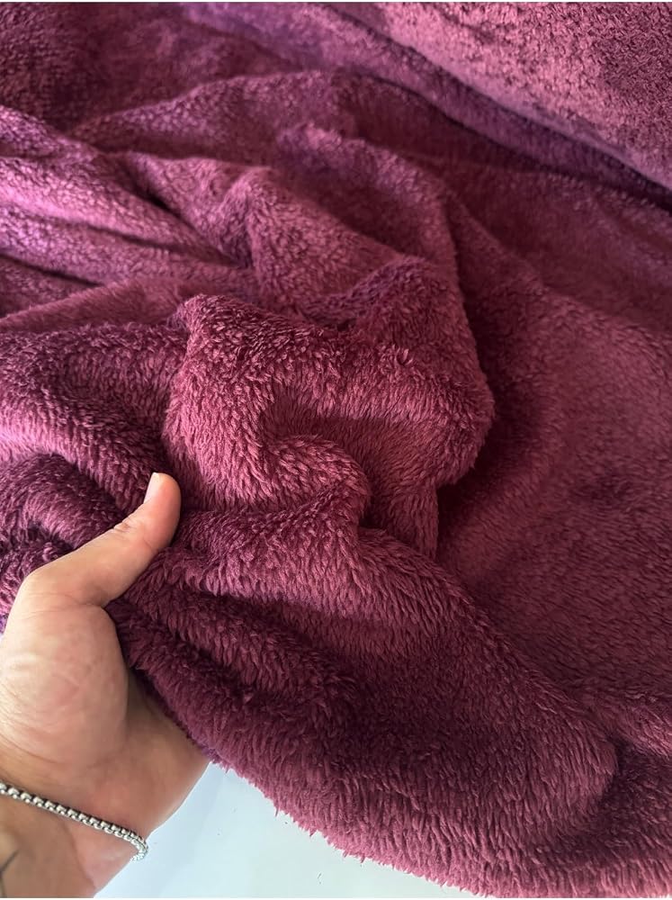 BURSA KUMAŞTAN Welsoft Peluş Kumaş Çift Taraflı Bordo 180 cm En | Welsoft Peluş Kumaş Çift Taraflı Yumuşak 180 Cm En - Bordo - 6002