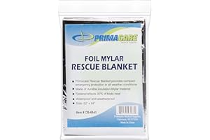 Primacare CB-6841 Emergency Foil Mylar Thermal Blankets, First Aid Space Blanket for Outdoors, Hiking, Survival, 52" x 84"