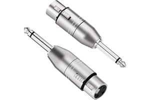 TISINO Adaptador XLR a Jack Mono, adaptador XLR hembra desequilibrado a cuarto de pulgada 6,35 mm TS Macho - Paquete de 2