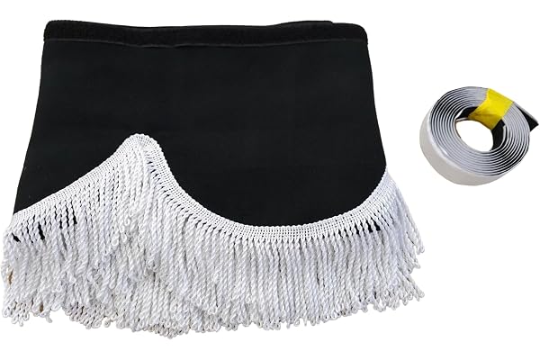 KramTruck Rideau de camion avec franges, pare-soleil pour camion, protection solaire pour toutes les marques de camions, noir, franges blanches
