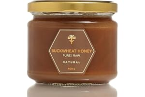 Earthbreath Buckwheat Raw Honey - 400g - Pure, Dark, Unheated, Unpasteurised and Unfiltered - Natural Sweetener for Cooking, Coffee, Juice, Drinks, Food