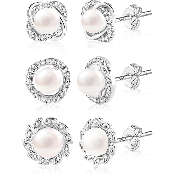 Boucles D'oreilles Créoles Perles Argent 925 - Bijoux Fantaisie élégants Pour Femmes, Diamètre 1cm