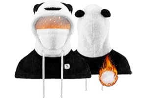 Qunature Winter Balaclava Ski Mask for Kids and Parents Panda-Design Warmer Fur Fleece Thermal Kids Hat Children Hooded Scarf Full Face Cover Mask Autumn Winter Outdoor Cycling, Skiing