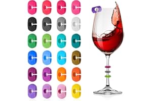 Qianyu 24 Stück Glasmarkierer Glas Markierung Wiederverwendbare Trinkgläser Glasmarkierer Silikon Bunt Glasmarker Getränke Marken für Weinglas Champagnerglas Cocktailglas Bar Hochzeit Party Dekoration