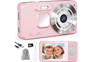 HERBYD Cámara Digital 4K Cámara de Fotos HD 64MP Cámara Digital Compacta con Pantalla LCD de 2,8", Zoom Digital 18X, Tarjeta SD 32GB Incluida, Cámara Portátil para Niños, Adolescentes y Principiantes