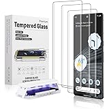 Pack of 3 Ultra Screen Protectors for Google Pixel 7 Pro, 3D Curved Tempered Glass Protection, Support, Fingerprint Unlock, S