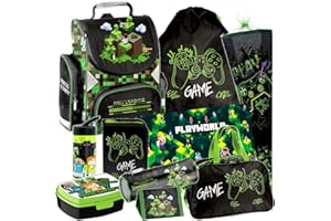 Minecraft Games Play Pixel 10 Teile Set Tornister Ranzen Schulranzen Tasche Federmappe mit Sticker-von-Kids4shop Schulrucksack