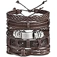 Shining Diva Fashion Genuine Leather Bracelet Wraps Casual Skin Friendly Bracelets for Men Boys
