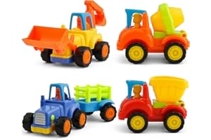 Banaone Spielzeugauto ab 1 2 3 Jahre, 4 Stück Baufahrzeuge Spielzeug, Bagger Spielzeug Auto Spielzeugautos Set, Baby Konstruktionsfahrzeuge Baufahrzeuge, Minibagger Spielzeugauto für Kinder (C)