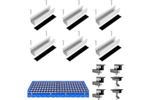 BSSMMAI Uchwyt modułu solarnego do płaskiego dachu, moduł PV, zestaw montażowy, aluminiowa szyna montażowa fotowoltaiczna, 12 cm, regulowany czarny zacisk do modułów o grubości 30-35 mm, uchwyt solarny dach